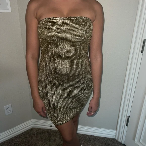 WOW couture | Dresses | Gold Body On Cocktail Dress | Poshmark